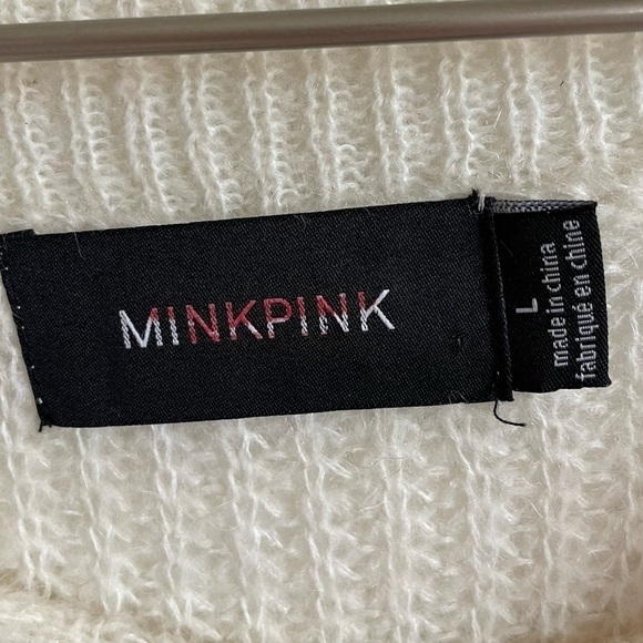 MINKPINK Relaxed Fit Wool & Mohair Striped Crewneck Sweater, Size L - Picture 5 of 6